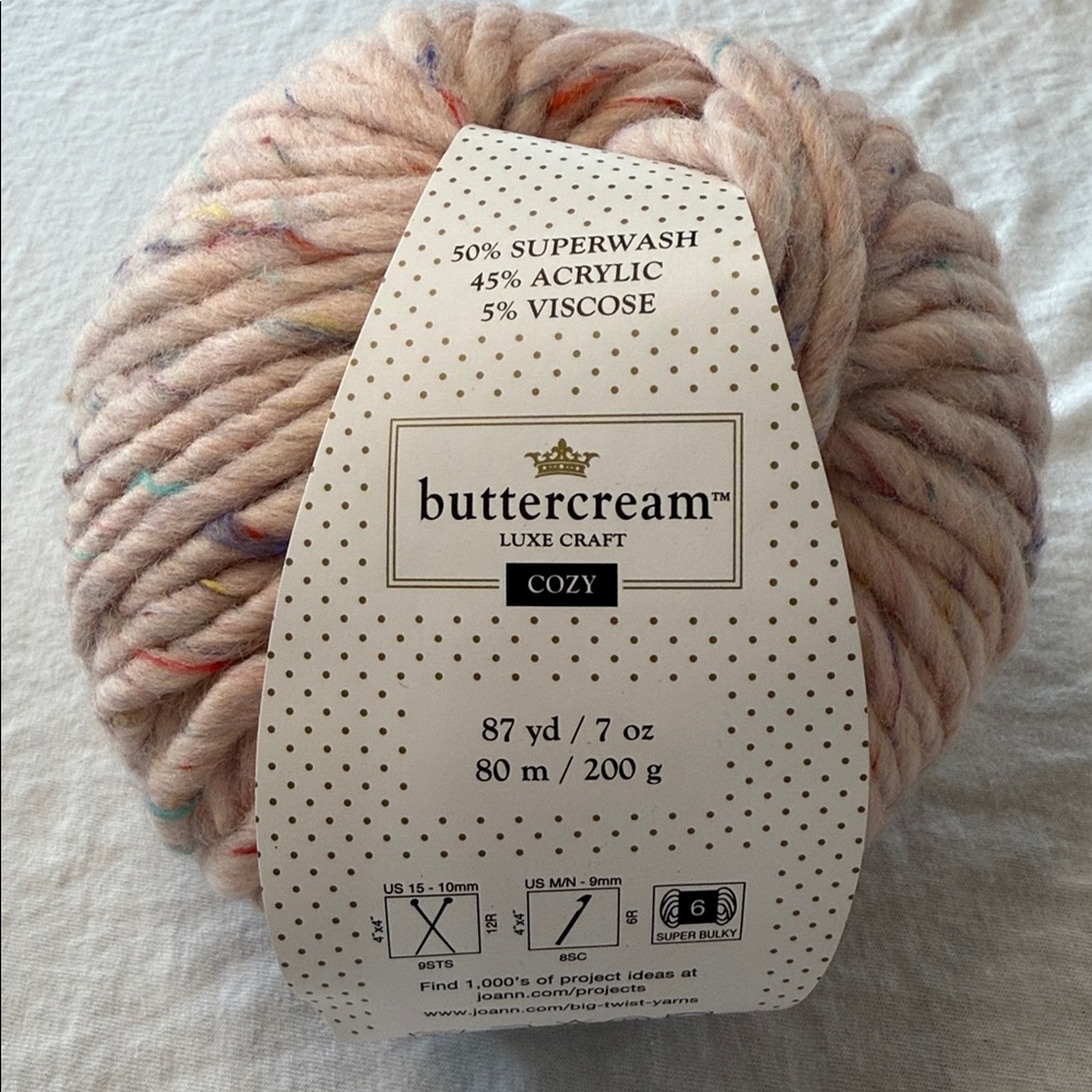 Buttercream luxe craft cozy yarn skein super bulky wool blend blush multi 87 yrd